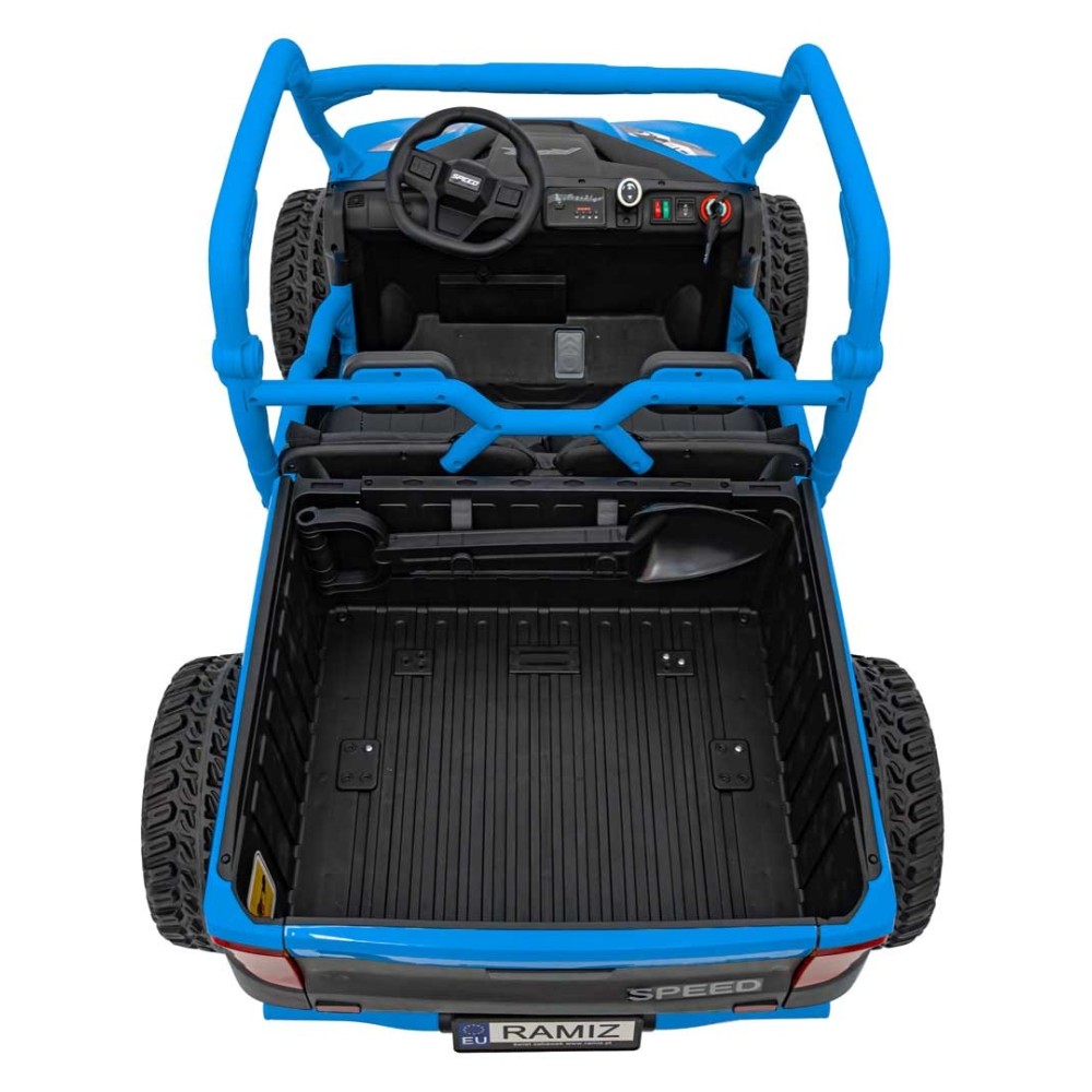 JOKO Elektrické Autíčko Farmer Truck UTV Racing 4x4 24V, Elektrická Vyklápacia Vlečka, Dvojmiestne Kožené sedadlo, Penové kolesá