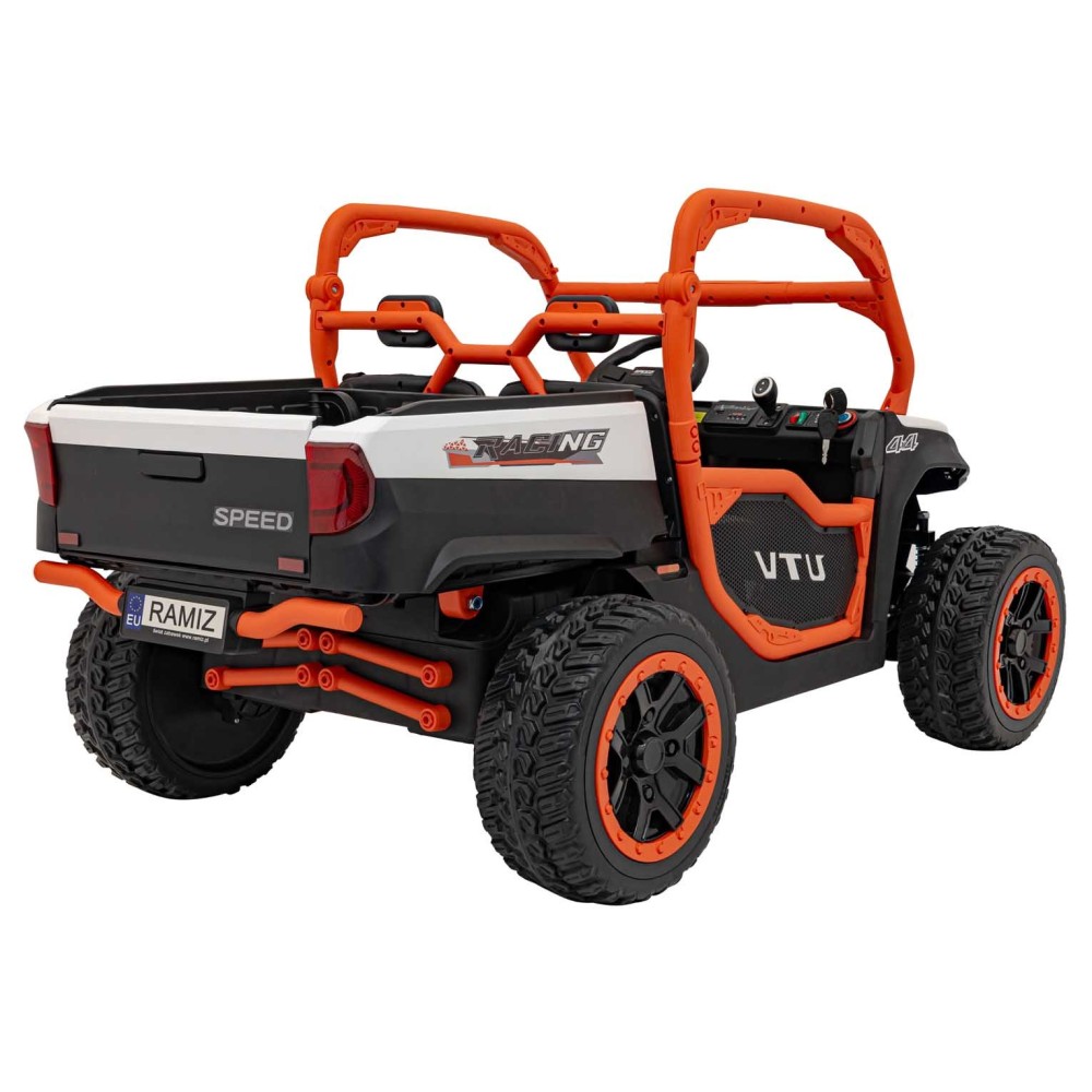 JOKO Elektrické Autíčko Farmer Truck UTV Racing 4x4 24V, Elektrická Vyklápacia Vlečka, Dvojmiestne Kožené sedadlo, Penové kolesá