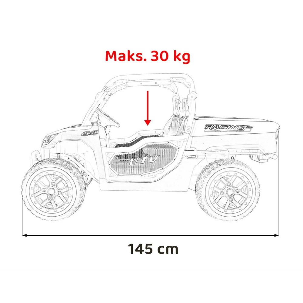JOKO Elektrické Autíčko Farmer Truck UTV Racing 4x4 24V, Elektrická Vyklápacia Vlečka, Dvojmiestne Kožené sedadlo, Penové kolesá