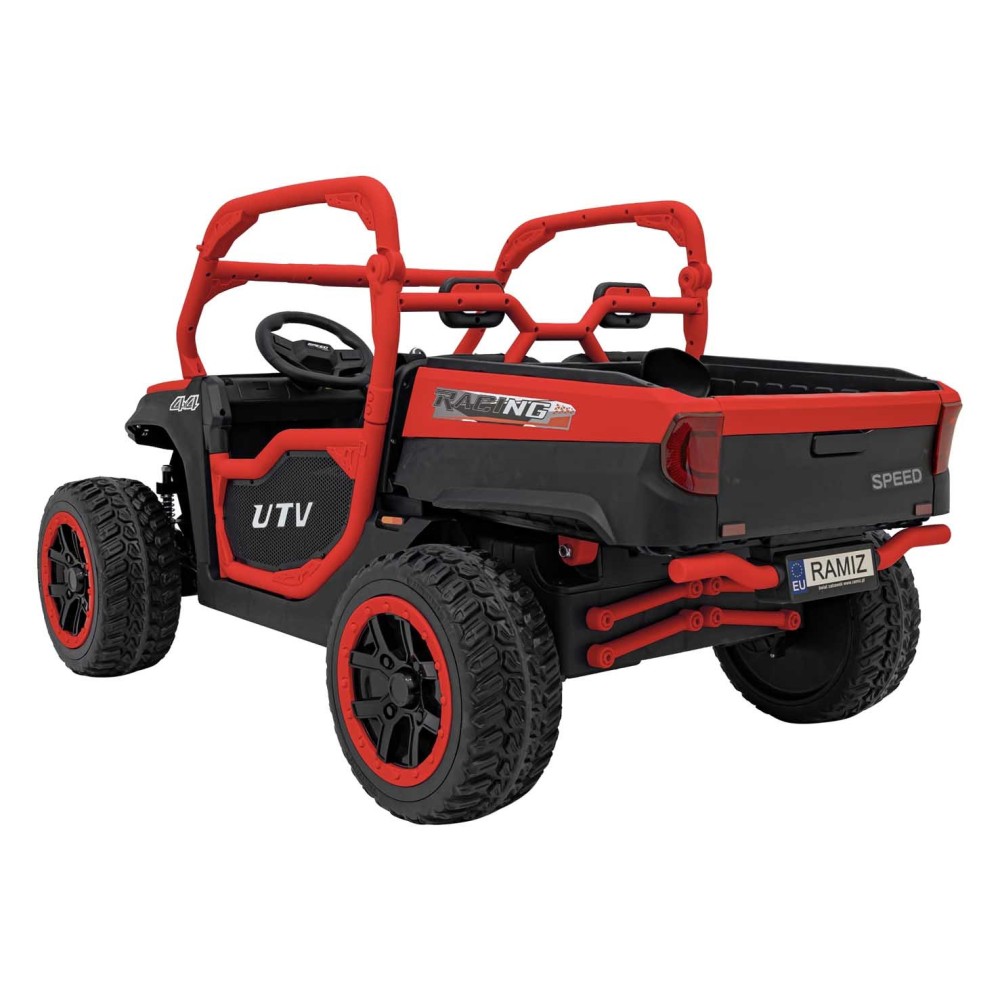 JOKO Elektrické Autíčko Farmer Truck UTV Racing 4x4 24V, Elektrická Vyklápacia Vlečka, Dvojmiestne Kožené sedadlo, Penové kolesá
