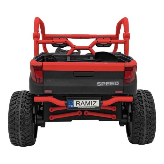 JOKO Elektrické Autíčko Farmer Truck UTV Racing 4x4 24V, Elektrická Vyklápacia Vlečka, Dvojmiestne Kožené sedadlo, Penové kolesá