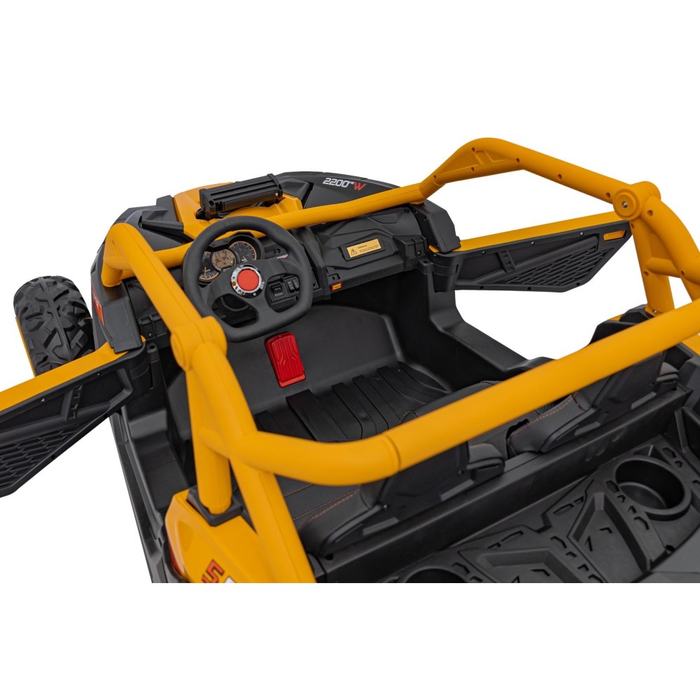 JOKO Elektrické autíčko Buggy SR Super 66 4x4 24V, Dvojmiestne Kožené sedadlo, Penové kolesá, FM rádio, Funkcia Hojdania, žlté
