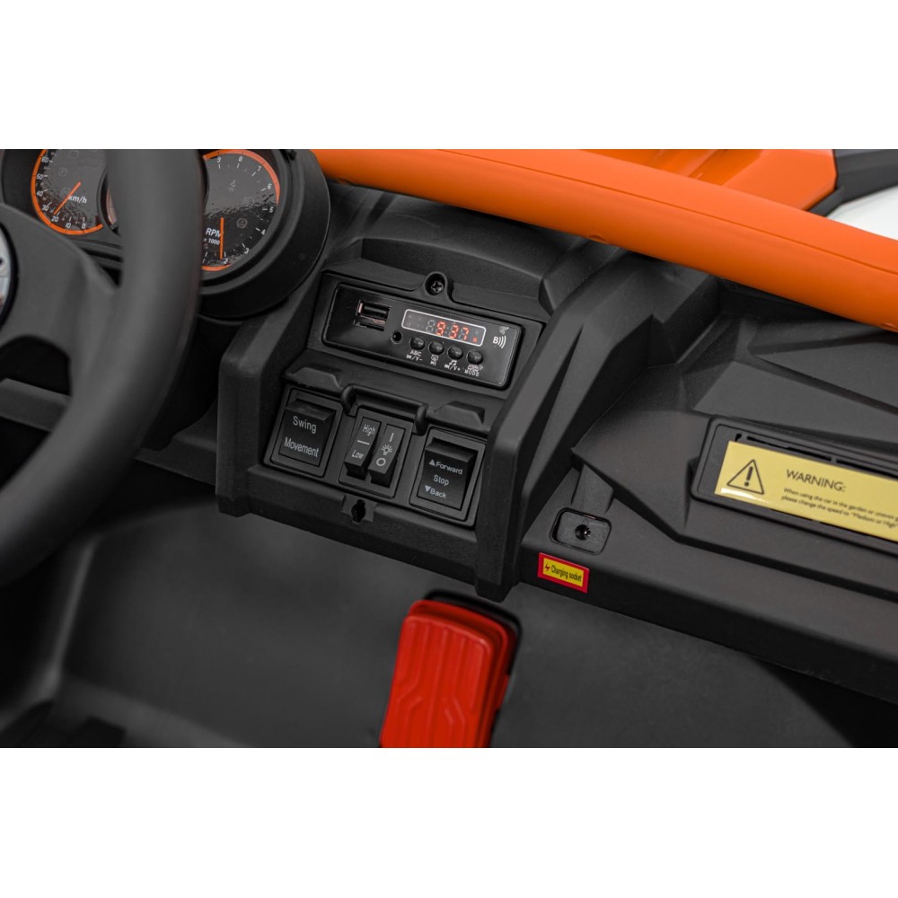 JOKO Elektrické autíčko Buggy SR Super 66 4x4 24V, Dvojmiestne Kožené sedadlo, Penové kolesá, FM rádio, Funkcia Hojdania, oranžo