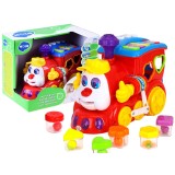Hola Toys Interaktívny Vláčik so svetlom a zvukom + Klavír + vkladačka + jazdí sám
