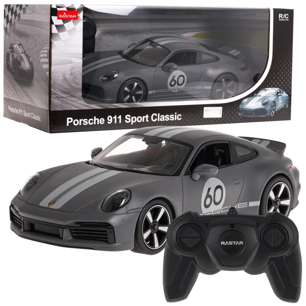 Rastar RC Auto Porsche 911 Sport Classic na diaľkové ovládanie 1:16, sivé