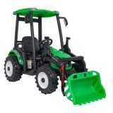JOKO Elektrický Traktor s predným nakladačom a vlečkou D68, 2x200W 24V, kožené sedadlo, celková dĺžka 233cm, zelený