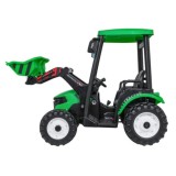 JOKO Elektrický Traktor s predným nakladačom a vlečkou D68, 2x200W 24V, kožené sedadlo, celková dĺžka 233cm, zelený