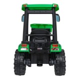 JOKO Elektrický Traktor s predným nakladačom a vlečkou D68, 2x200W 24V, kožené sedadlo, celková dĺžka 233cm, zelený
