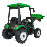 JOKO Elektrický Traktor s predným nakladačom a vlečkou D68, 2x200W 24V, kožené sedadlo, celková dĺžka 233cm, zelený