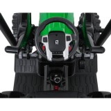 JOKO Elektrický Traktor s predným nakladačom a vlečkou D68, 2x200W 24V, kožené sedadlo, celková dĺžka 233cm, zelený