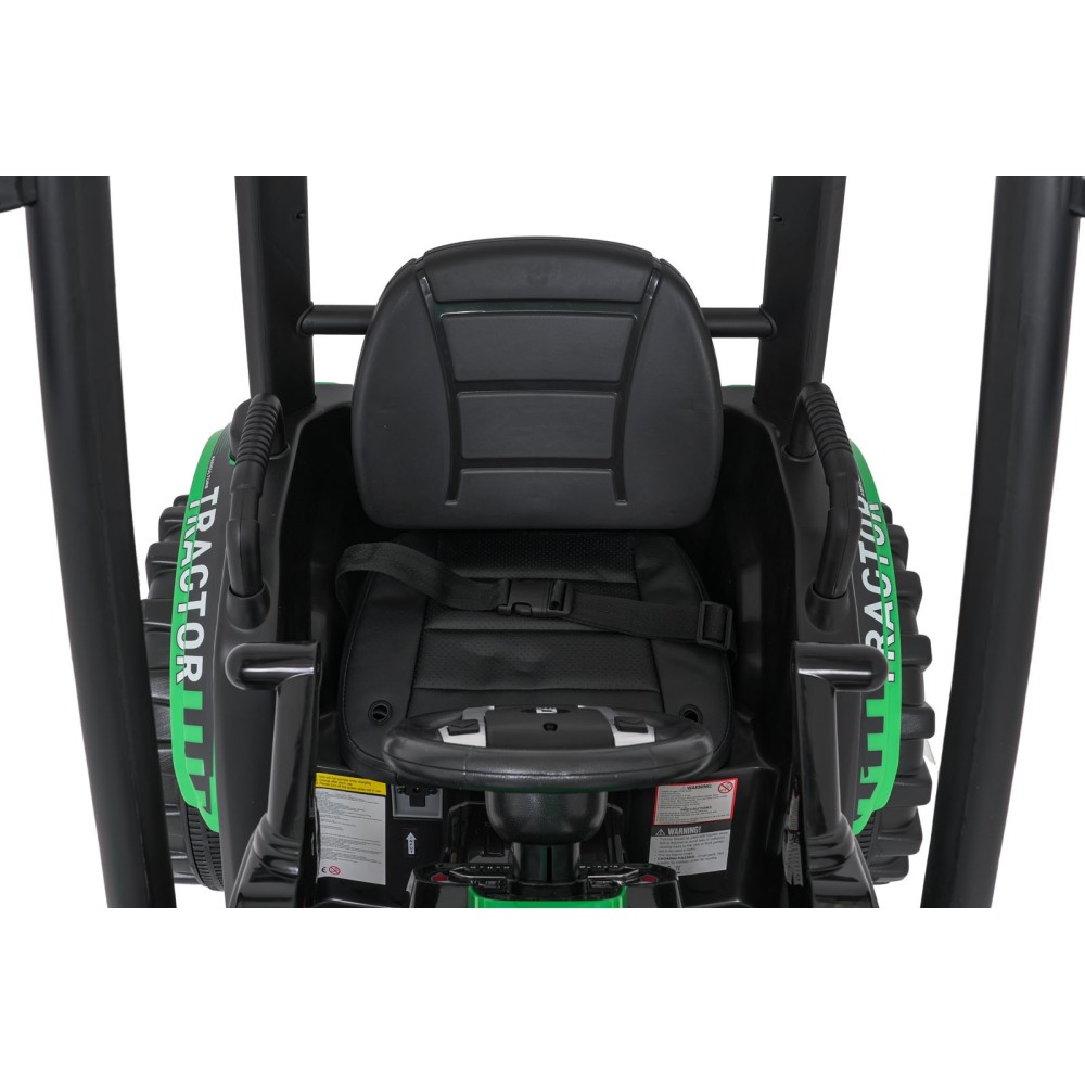 JOKO Elektrický Traktor s predným nakladačom a vlečkou D68, 2x200W 24V, kožené sedadlo, celková dĺžka 233cm, zelený