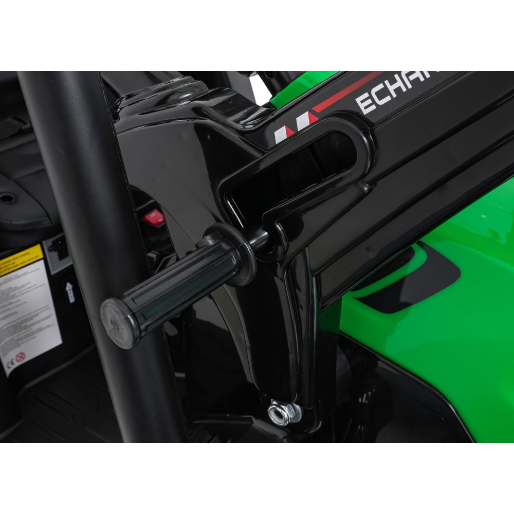 JOKO Elektrický Traktor s predným nakladačom a vlečkou D68, 2x200W 24V, kožené sedadlo, celková dĺžka 233cm, zelený