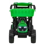 JOKO Elektrický Traktor s predným nakladačom a vlečkou D68, 2x200W 24V, kožené sedadlo, celková dĺžka 233cm, zelený