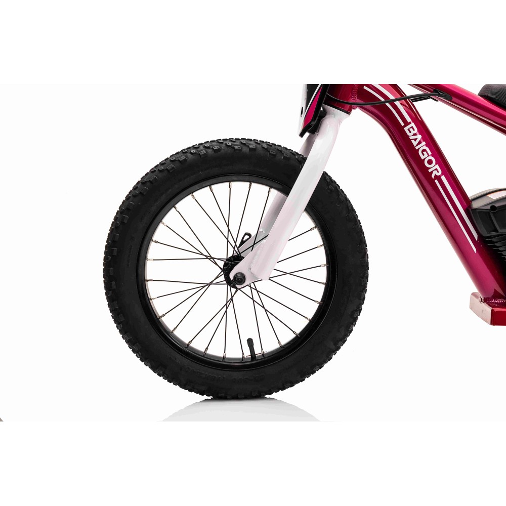 JOKO Elektrická Motorka BAIGOR 23 PRO 250W 24V, nosnosť 60kg, nafukovacie kolesá, rýchlosť 25km/h, kožené sedadlo, ružová
