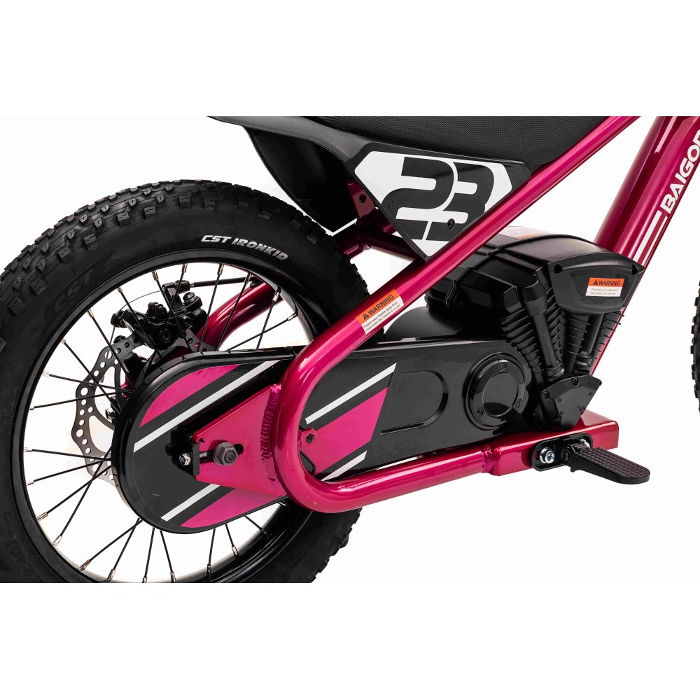 JOKO Elektrická Motorka BAIGOR 23 PRO 250W 24V, nosnosť 60kg, nafukovacie kolesá, rýchlosť 25km/h, kožené sedadlo, ružová
