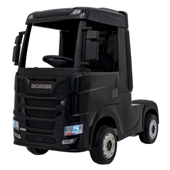 JOKO Elektrický Kamión Scania R-SERIE 4x4, kožené sedadlo, penové kolesá, nosnosť 40kg, čierne