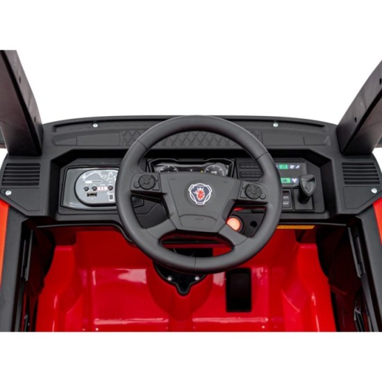 JOKO Elektrický Kamión Scania R-SERIE 4x4, kožené sedadlo, penové kolesá, nosnosť 40kg, červené