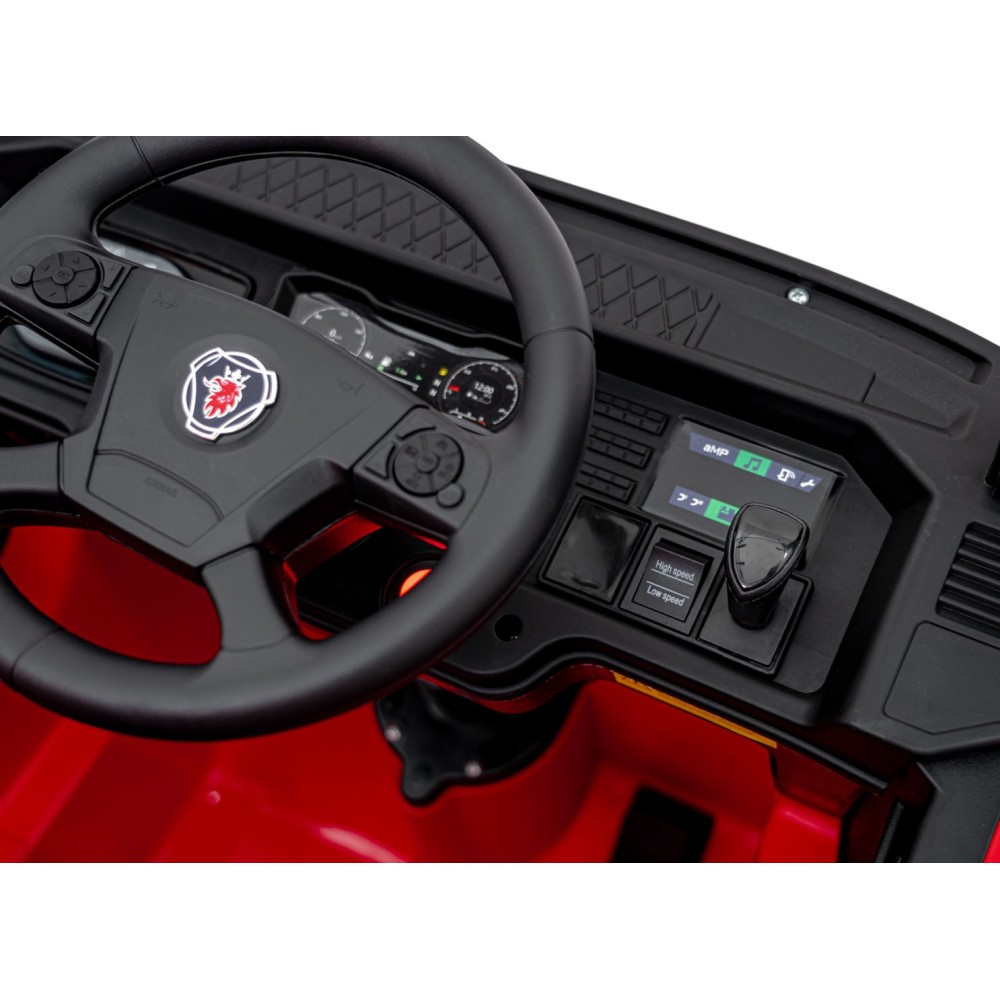 JOKO Elektrický Kamión Scania R-SERIE 4x4, kožené sedadlo, penové kolesá, nosnosť 40kg, červené