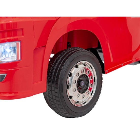 JOKO Elektrický Kamión Scania R-SERIE 4x4, kožené sedadlo, penové kolesá, nosnosť 40kg, červené