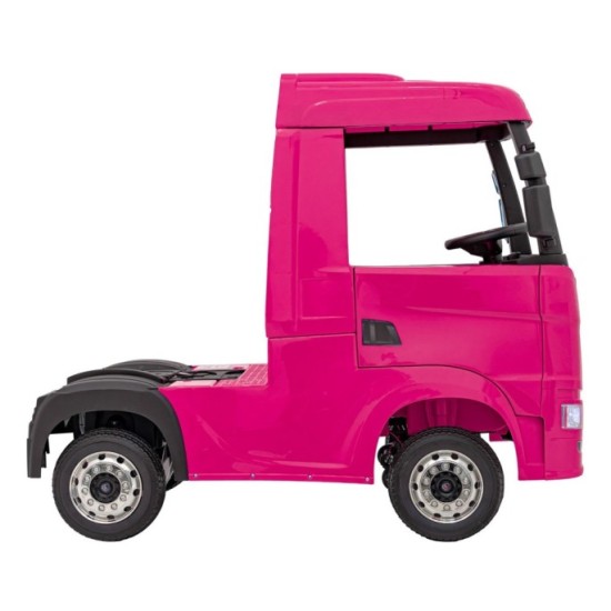 JOKO Elektrický Kamión Scania R-SERIE 4x4, kožené sedadlo, penové kolesá, nosnosť 40kg, ružové