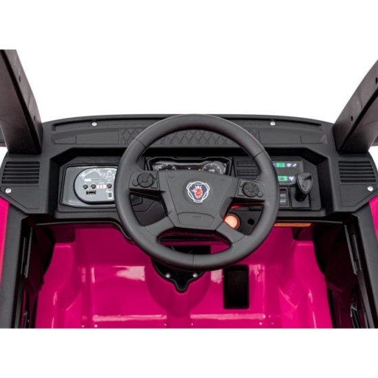 JOKO Elektrický Kamión Scania R-SERIE 4x4, kožené sedadlo, penové kolesá, nosnosť 40kg, ružové