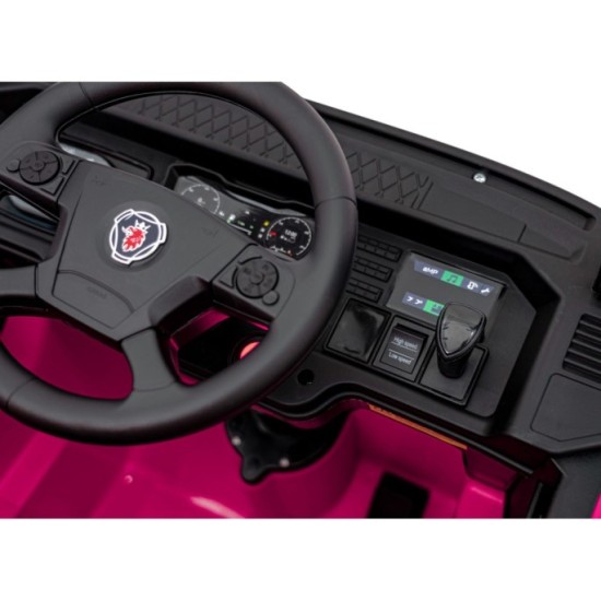 JOKO Elektrický Kamión Scania R-SERIE 4x4, kožené sedadlo, penové kolesá, nosnosť 40kg, ružové