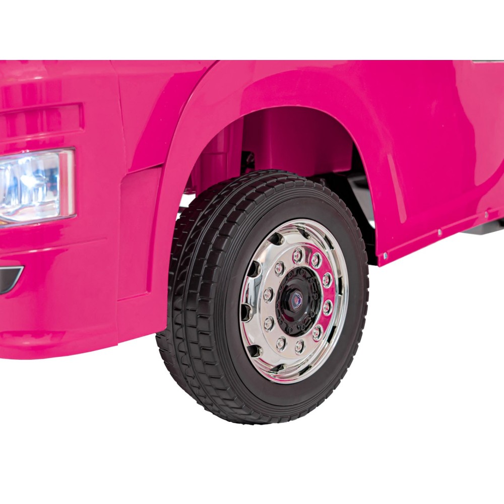 JOKO Elektrický Kamión Scania R-SERIE 4x4, kožené sedadlo, penové kolesá, nosnosť 40kg, ružové