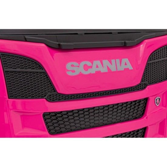 JOKO Elektrický Kamión Scania R-SERIE 4x4, kožené sedadlo, penové kolesá, nosnosť 40kg, ružové