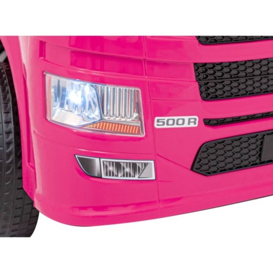 JOKO Elektrický Kamión Scania R-SERIE 4x4, kožené sedadlo, penové kolesá, nosnosť 40kg, ružové