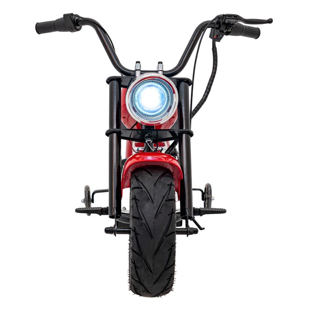JOKO Elektrická Motorka Chopper Warrior 350W, 36V, nosnosť 80kg, Nafukovacie kolesá, kožené sedadlo, červená