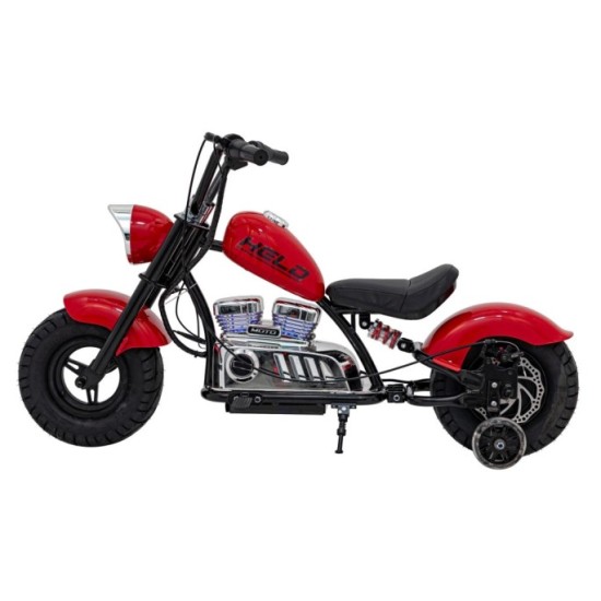 JOKO Elektrická Motorka Chopper Warrior 350W, 36V, nosnosť 80kg, Nafukovacie kolesá, kožené sedadlo, červená