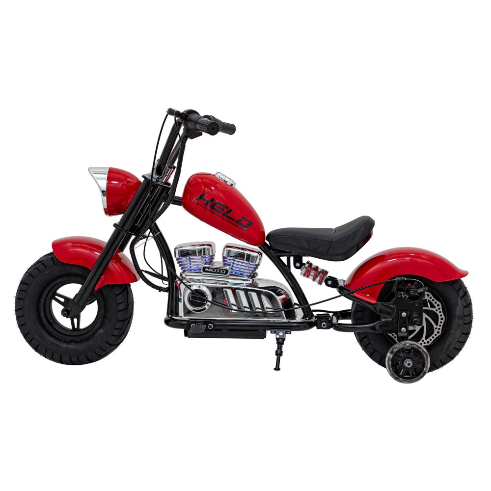JOKO Elektrická Motorka Chopper Warrior 350W, 36V, nosnosť 80kg, Nafukovacie kolesá, kožené sedadlo, červená