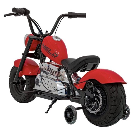 JOKO Elektrická Motorka Chopper Warrior 350W, 36V, nosnosť 80kg, Nafukovacie kolesá, kožené sedadlo, červená