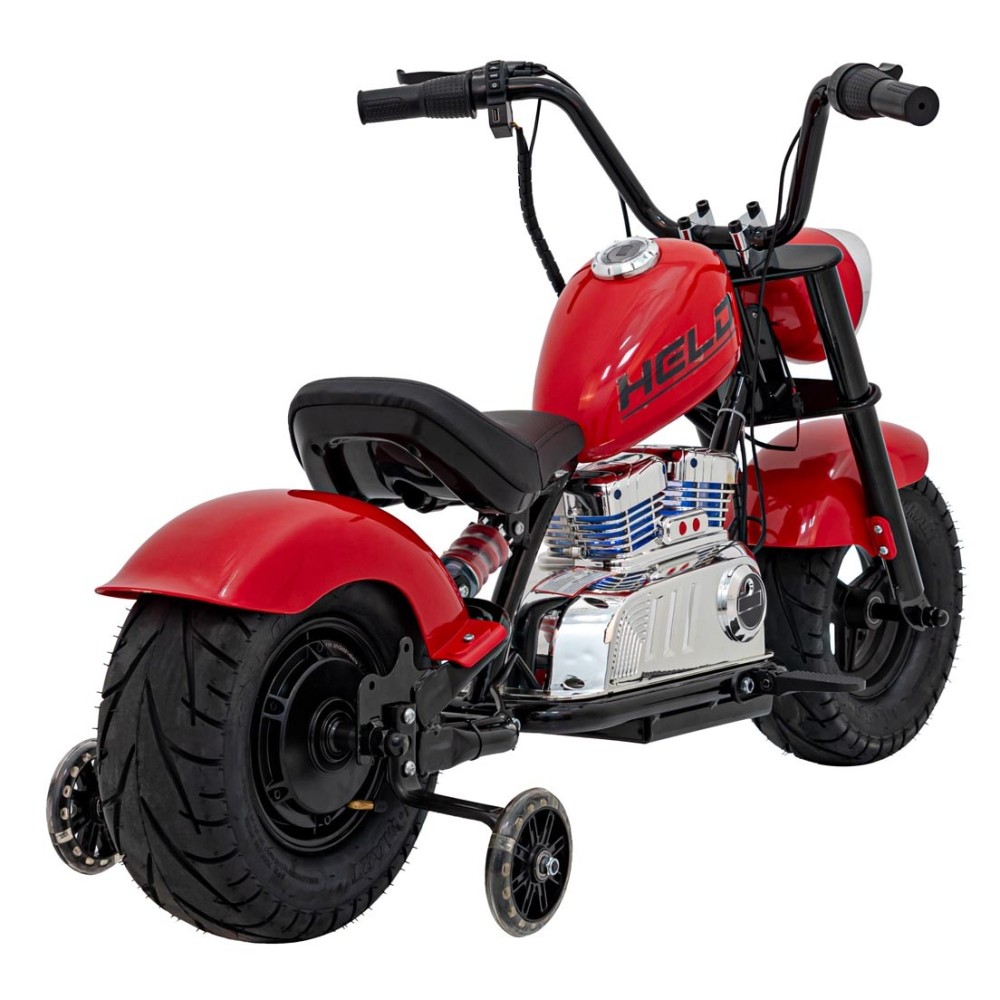 JOKO Elektrická Motorka Chopper Warrior 350W, 36V, nosnosť 80kg, Nafukovacie kolesá, kožené sedadlo, červená