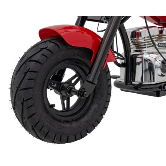 JOKO Elektrická Motorka Chopper Warrior 350W, 36V, nosnosť 80kg, Nafukovacie kolesá, kožené sedadlo, červená