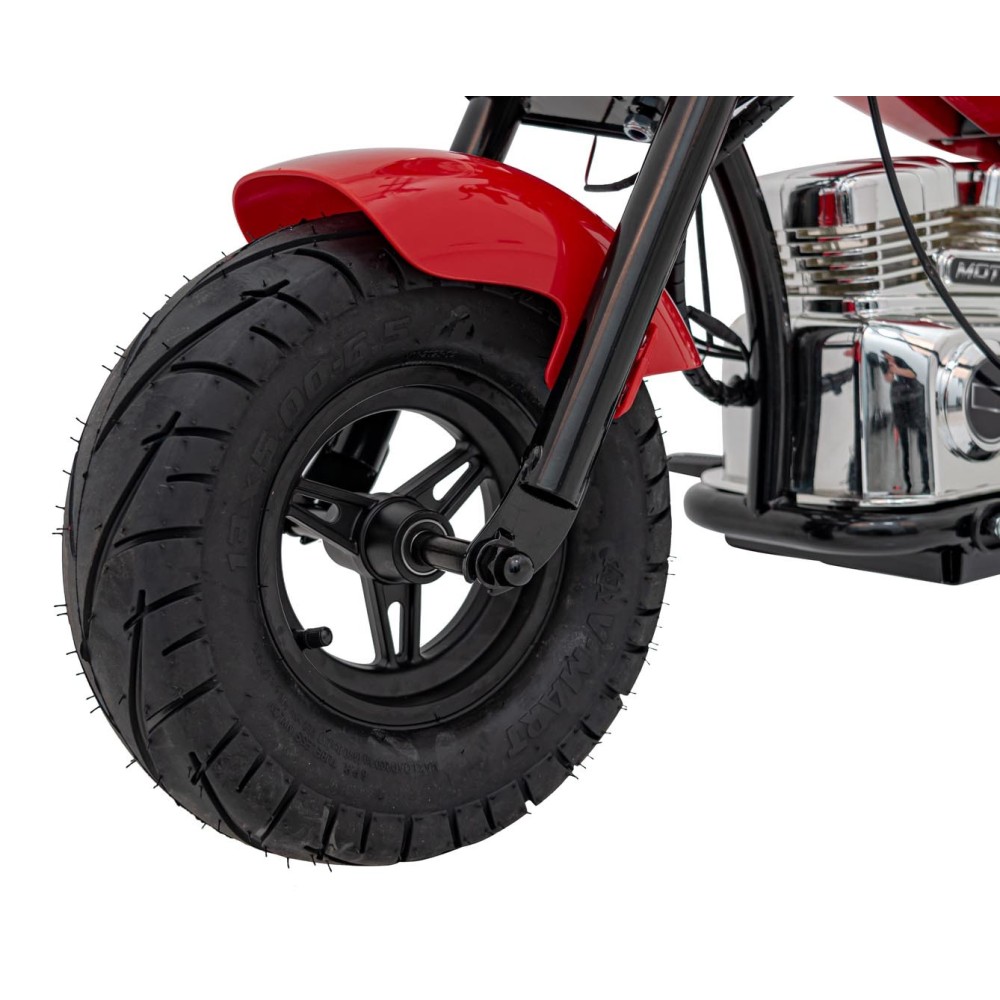 JOKO Elektrická Motorka Chopper Warrior 350W, 36V, nosnosť 80kg, Nafukovacie kolesá, kožené sedadlo, červená