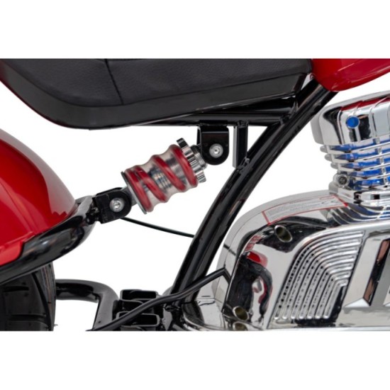 JOKO Elektrická Motorka Chopper Warrior 350W, 36V, nosnosť 80kg, Nafukovacie kolesá, kožené sedadlo, červená