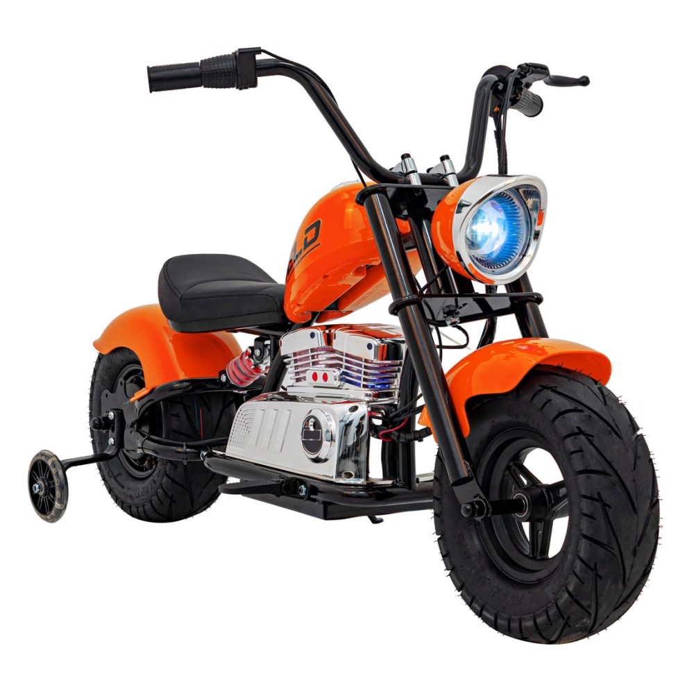 JOKO Elektrická Motorka Chopper Warrior 350W, 36V, nosnosť 80kg, Nafukovacie kolesá, kožené sedadlo, oranžová