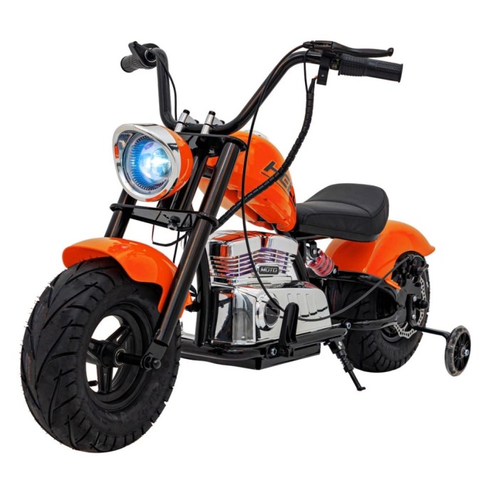 JOKO Elektrická Motorka Chopper Warrior 350W, 36V, nosnosť 80kg, Nafukovacie kolesá, kožené sedadlo, oranžová
