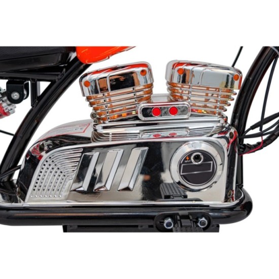 JOKO Elektrická Motorka Chopper Warrior 350W, 36V, nosnosť 80kg, Nafukovacie kolesá, kožené sedadlo, oranžová