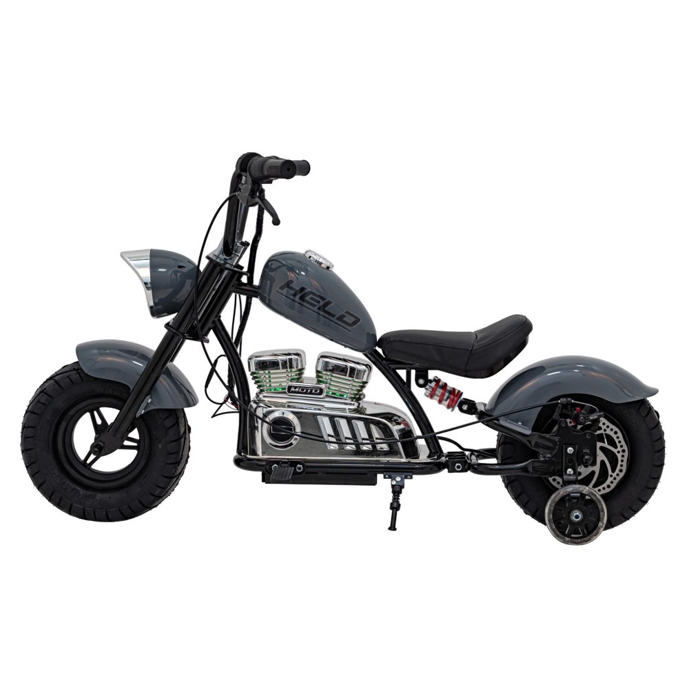 JOKO Elektrická Motorka Chopper Warrior 350W, 36V, nosnosť 80kg, Nafukovacie kolesá, kožené sedadlo, sivá