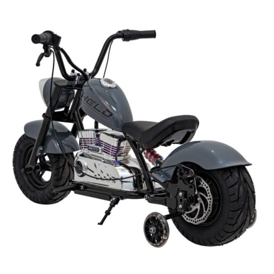 JOKO Elektrická Motorka Chopper Warrior 350W, 36V, nosnosť 80kg, Nafukovacie kolesá, kožené sedadlo, sivá