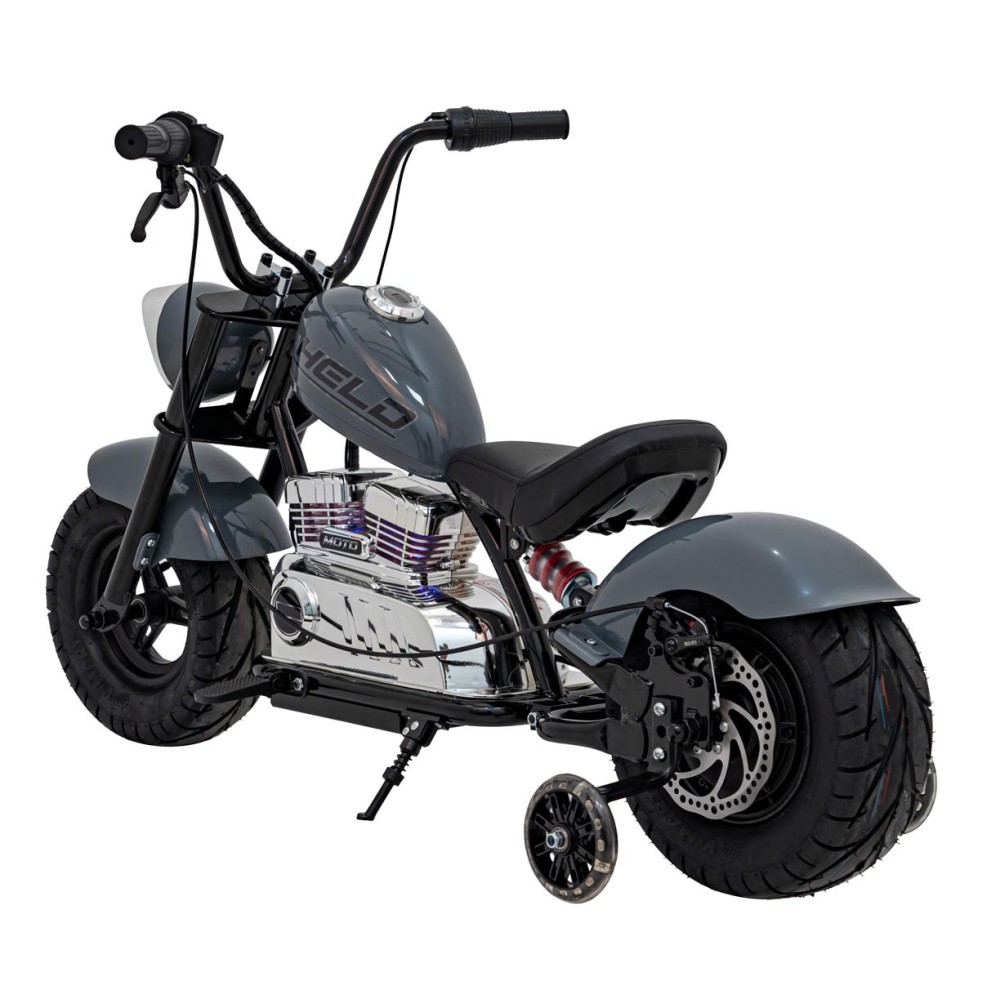 JOKO Elektrická Motorka Chopper Warrior 350W, 36V, nosnosť 80kg, Nafukovacie kolesá, kožené sedadlo, sivá