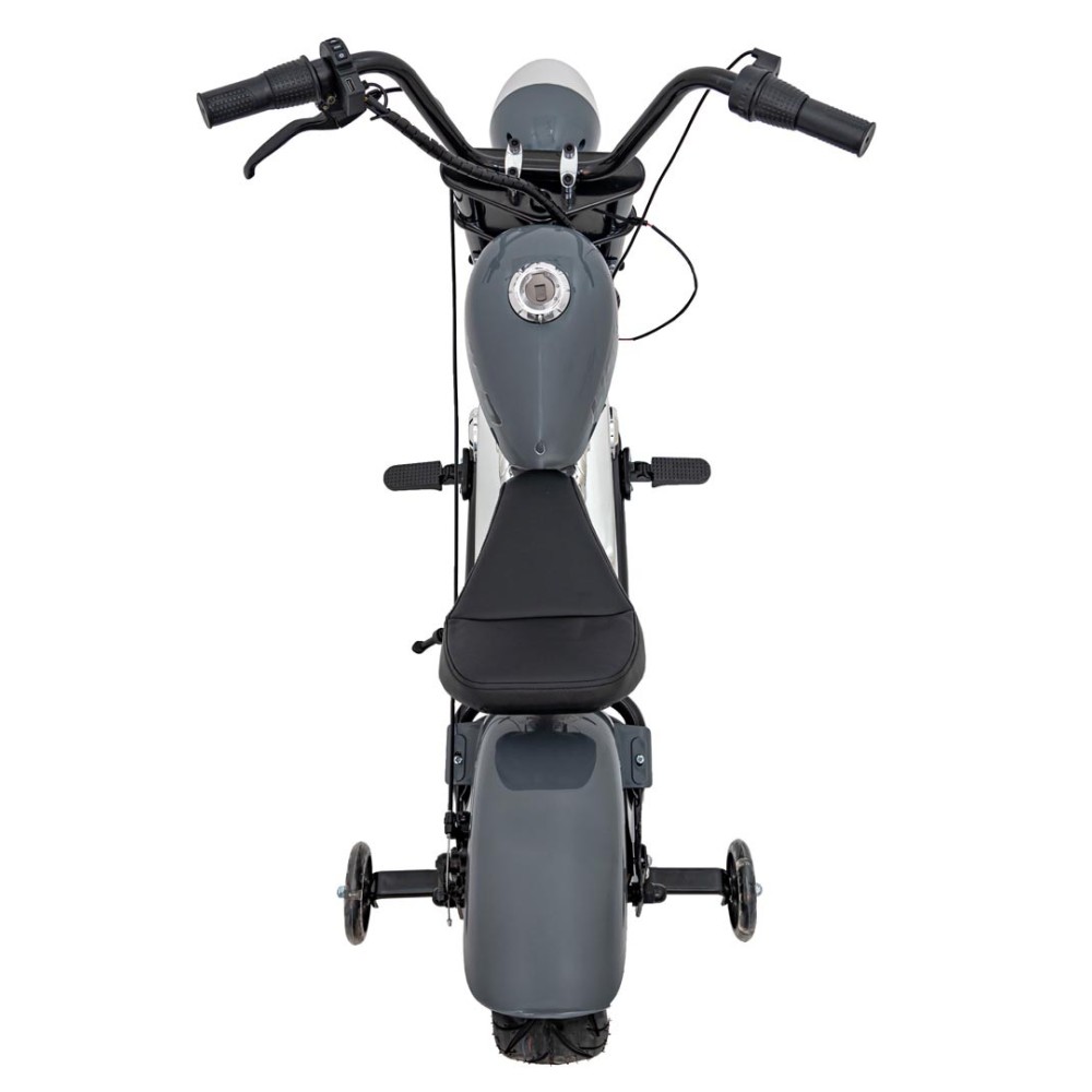 JOKO Elektrická Motorka Chopper Warrior 350W, 36V, nosnosť 80kg, Nafukovacie kolesá, kožené sedadlo, sivá