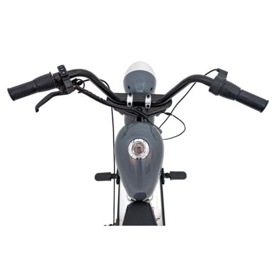 JOKO Elektrická Motorka Chopper Warrior 350W, 36V, nosnosť 80kg, Nafukovacie kolesá, kožené sedadlo, sivá