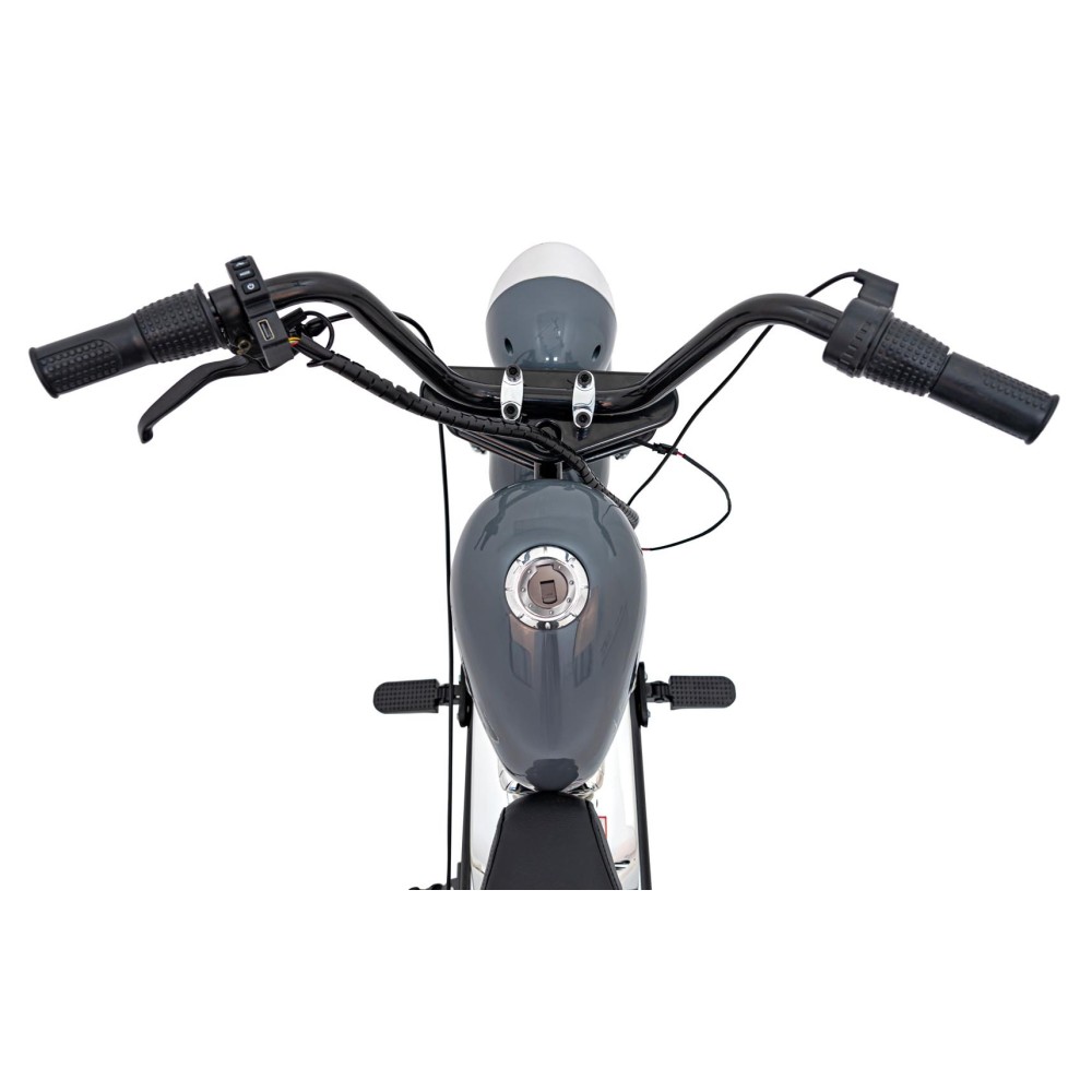 JOKO Elektrická Motorka Chopper Warrior 350W, 36V, nosnosť 80kg, Nafukovacie kolesá, kožené sedadlo, sivá