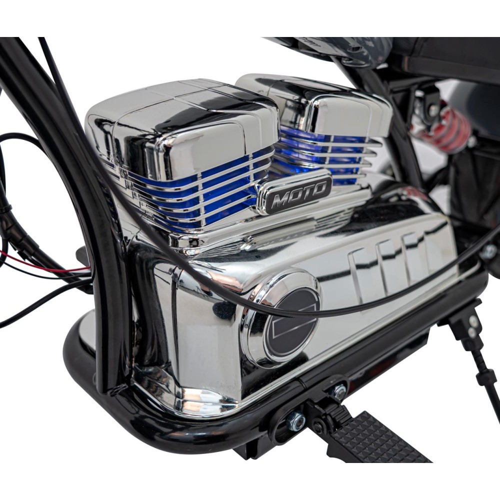 JOKO Elektrická Motorka Chopper Warrior 350W, 36V, nosnosť 80kg, Nafukovacie kolesá, kožené sedadlo, sivá