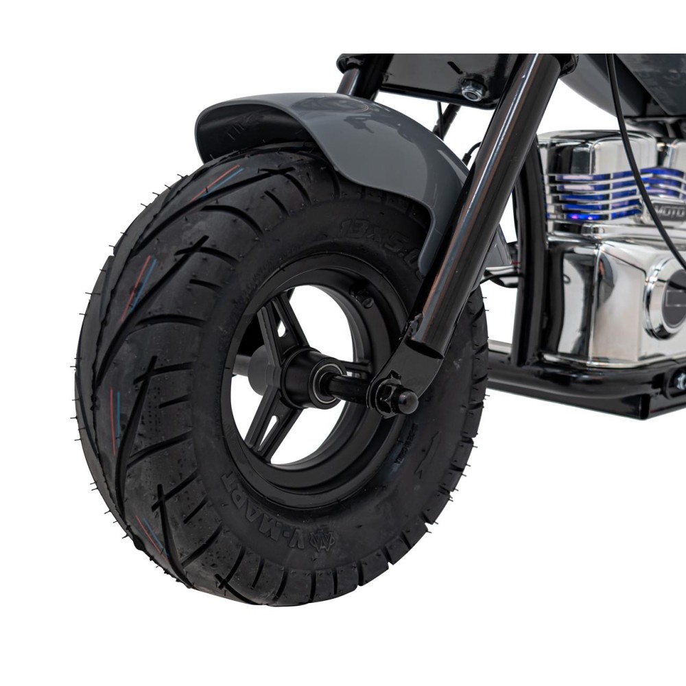 JOKO Elektrická Motorka Chopper Warrior 350W, 36V, nosnosť 80kg, Nafukovacie kolesá, kožené sedadlo, sivá
