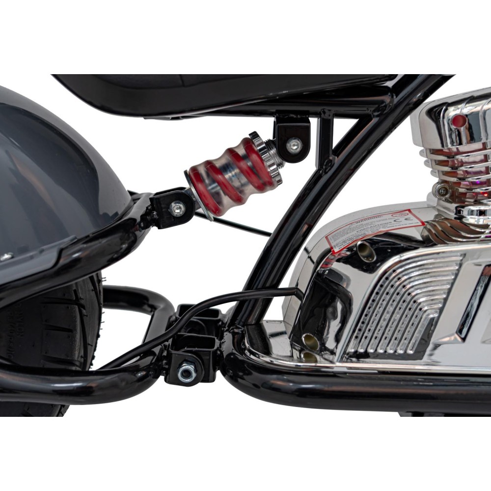 JOKO Elektrická Motorka Chopper Warrior 350W, 36V, nosnosť 80kg, Nafukovacie kolesá, kožené sedadlo, sivá