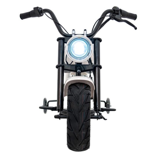 JOKO Elektrická Motorka Chopper Warrior 350W, 36V, nosnosť 80kg, Nafukovacie kolesá, kožené sedadlo, biela